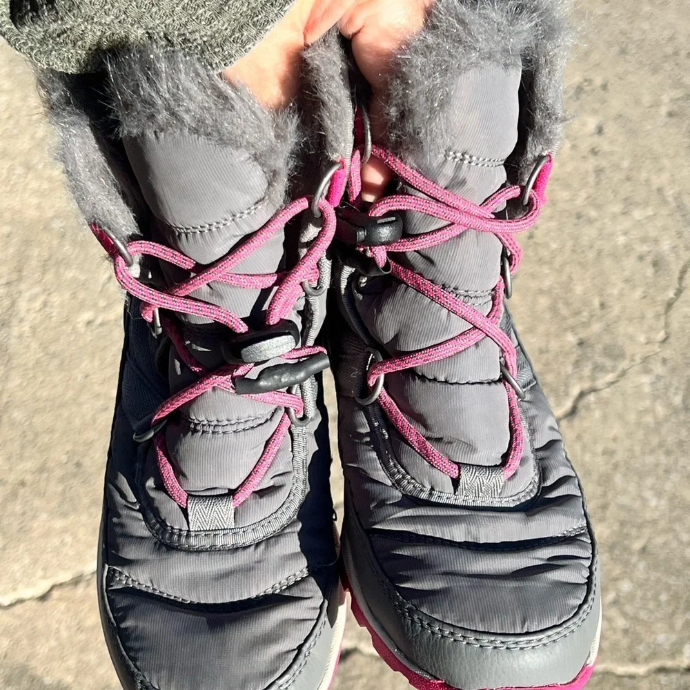 Sorel Gray and Pink Winter Waterproof Boots